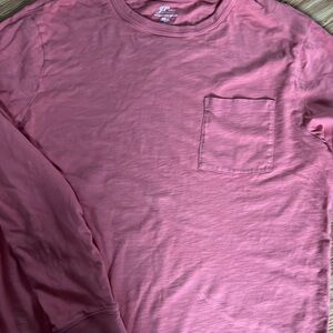 J crew garment dyed long sleeve tshirt. Large color is like a muted orange/ red